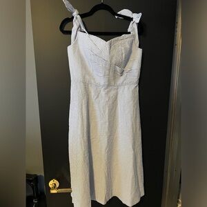 NWT J.Crew striped off the shoulder midi dress